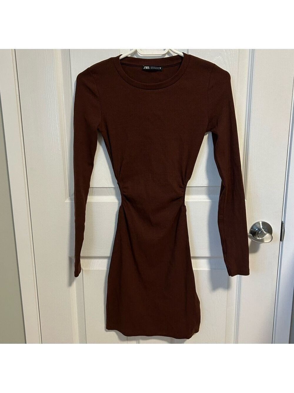 Zara Ribbed Knit Long Sleeve Dress, Size Small.